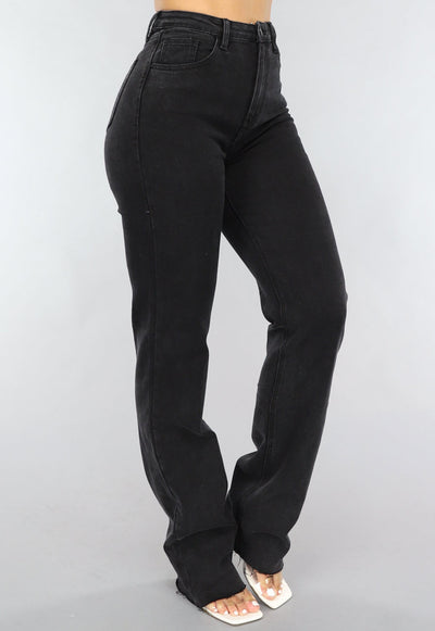 Redial Jeans Zwarte Lange Straight Leg Tall Jeans met Stretch