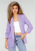Lila Getailleerde Blazer met Geplooide Mouwen