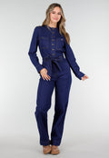 Denim Jumpsuit met Strikceintuur Blauw