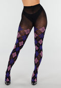 Blauw Roze Panty met Argyle Print