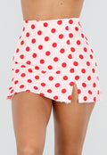 NEW220726 Roze Polkadot Skort met Split en Stretch