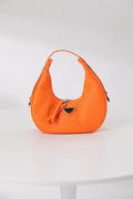 Ronde Oranje Lederlook Tas