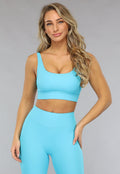 Blauwe Sporttop met Gekruiste Rug en Uitneembare Pads