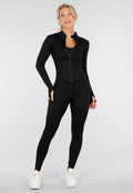 Zwarte Sportset met High Waist Legging en Sportjack