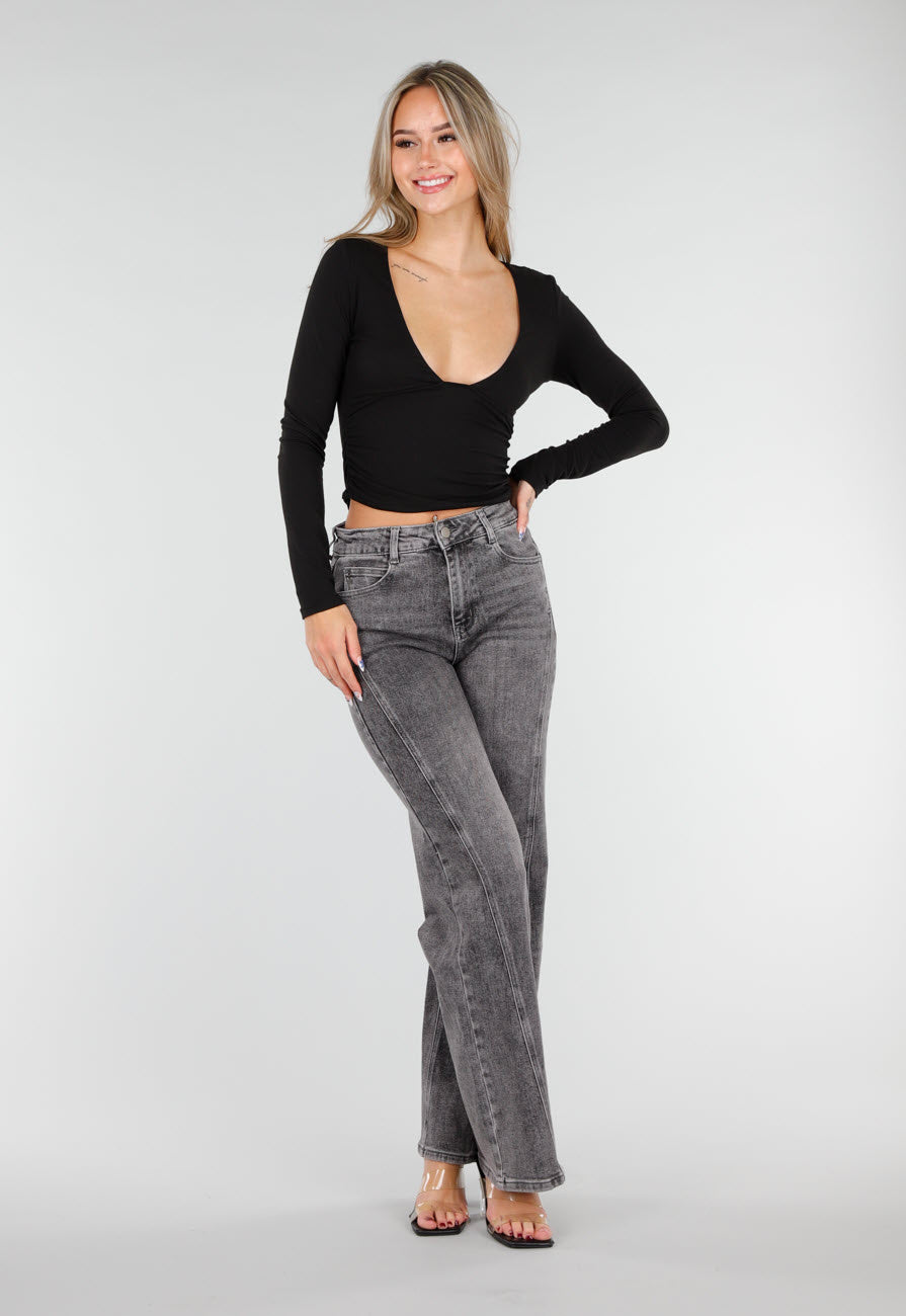 Redial Jeans Grijze Straight Leg Jeans met Rechte Pijpen en Subtiele Wassing