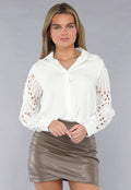 Blouse met Gehaakte Mouwen in Wit