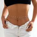 Zilveren Heup Bodychain met Schakels en Parels