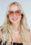 Goudkleurige Aviator Zonnebril met Oranje Gradient Glazen en Metaal Frame