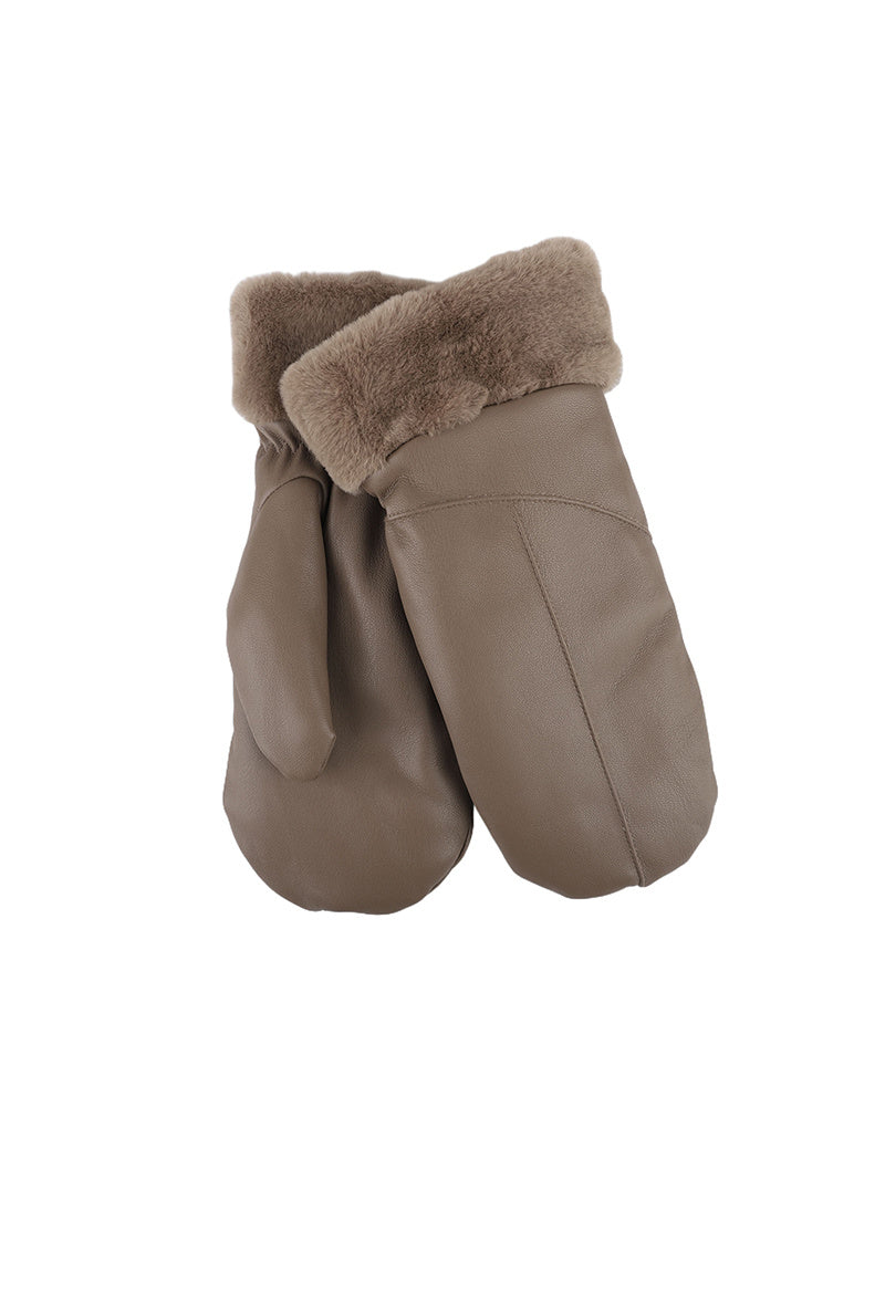 Lederlook Wanten met Bont Randje