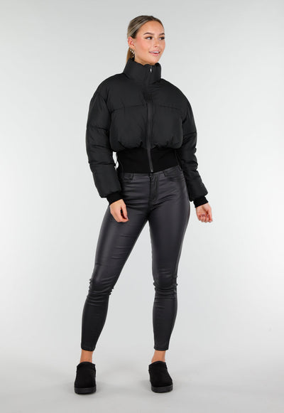 Zwarte Instappers met Suede Look en Verhoogde Profielzool