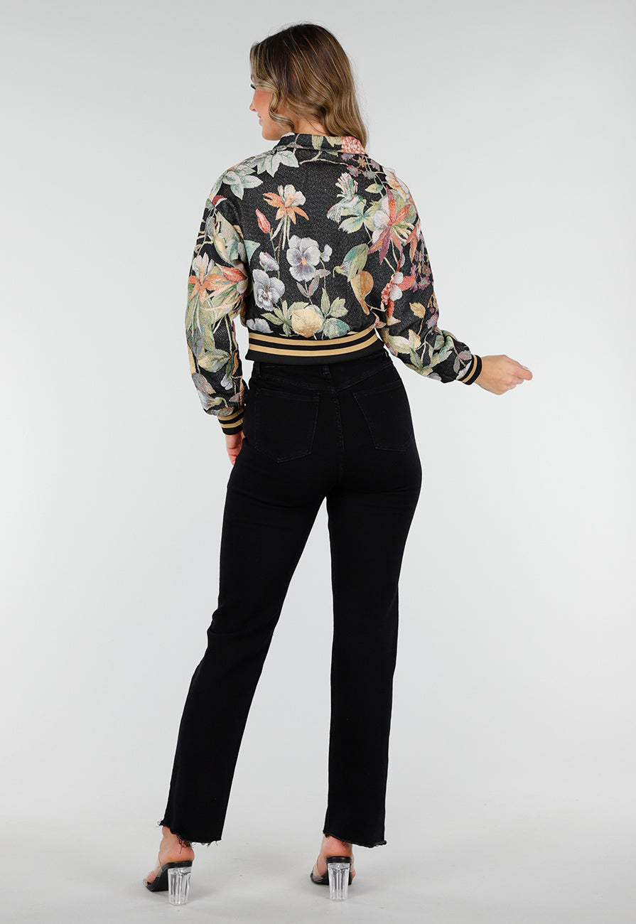 Bloemenprint Cropped Bomber Jack
