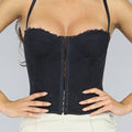 Zwarte Korset Top met Kanten Details