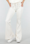 Beige Joggingbroek met Flared Pijpen en Elastische Taille