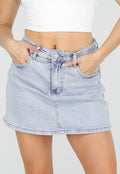 Lichtblauwe Denim Skort met Steekzakken en Lichte Stretch
