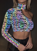 Reflecterende Zebra One Shoulder Top