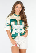 Oversized Baseball Jersey met Vogelprint