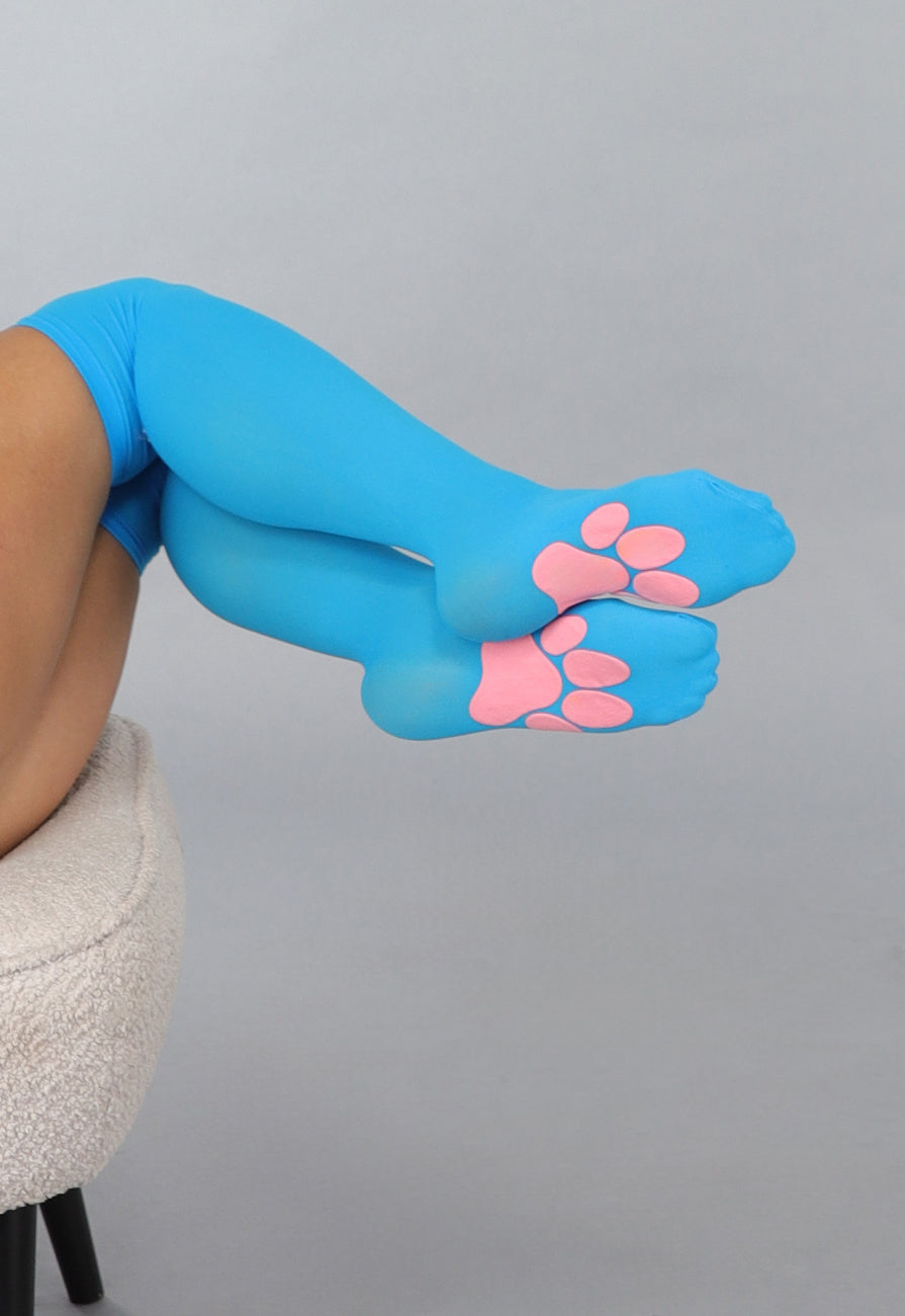 Hoge Blauwe Kousen met Antislip Pootafdrukken
