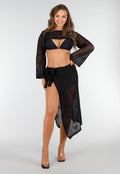 Elegant Zwart Gehaakte Strandcoverup Voor Stylish Zomerlook