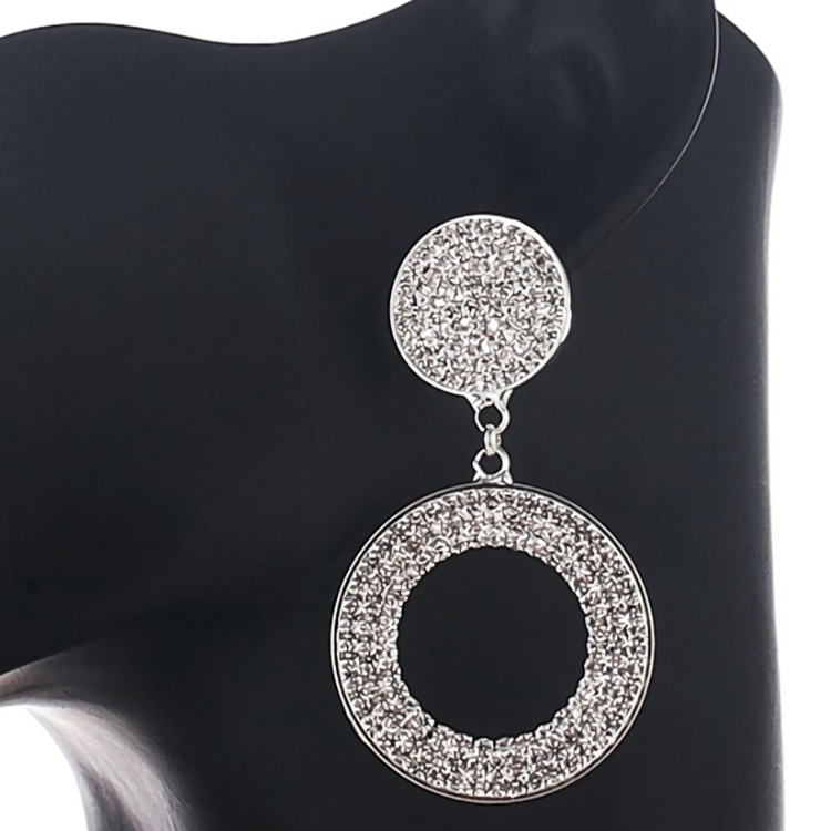 Grote Glam Cirkel Oorbellen Zilver