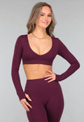 Aubergine Longsleeve stretch Sporttop