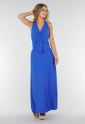Kobaltblauwe Halter Set met Geknoopte Top en Stretch