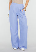 Lavendel Wide Leg Broek met Elastische Taille en Plooien