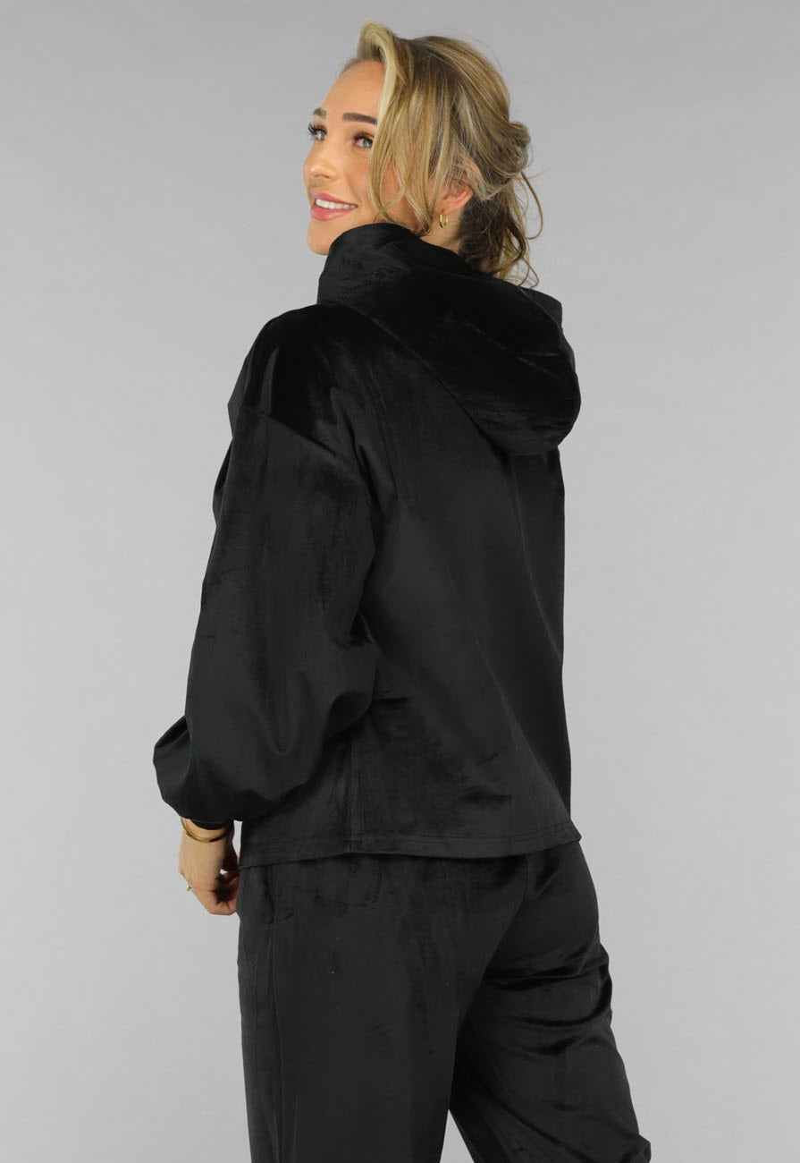 Zwart Velours Wide Leg Huispak