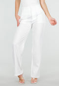 Witte Wide Leg Pantalon met Steekzakken en Paspelzakken