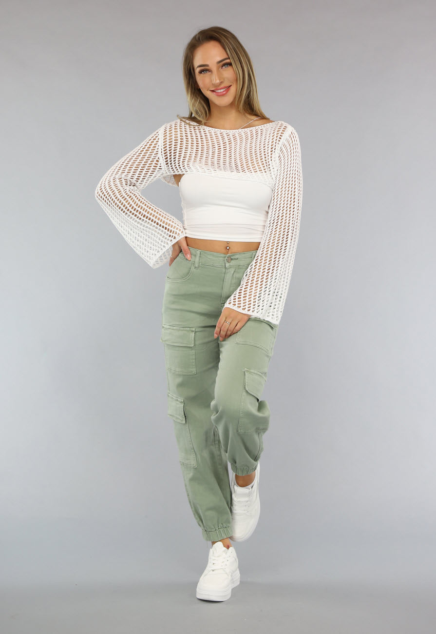 Witte Bolero met Wijduitlopende Mouwen