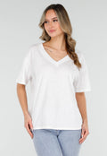 Wit Basic T-Shirt met V-Hals