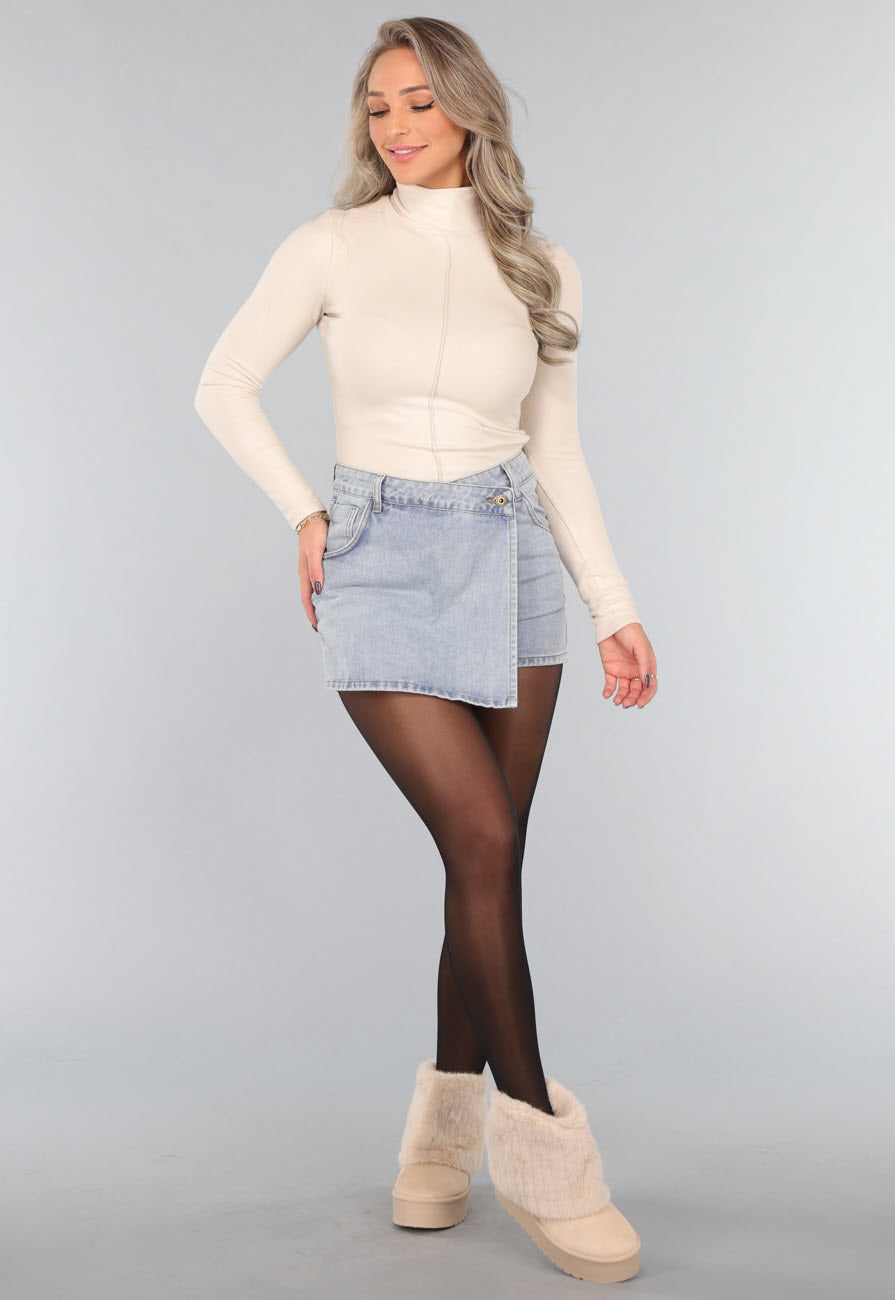 Beige Zachte Overslag Laarsjes