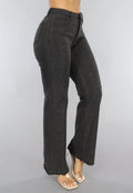 Redial Jeans Antraciet Straight Leg Jeans met Strass Steentjes