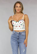 Witte Bustier met Grote Multicolor Strass