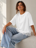 Wit Oversized T-Shirt met Kantzoom