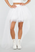 Witte Mesh High Low Rok met Tule Lagen