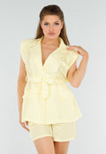 Butter Yellow Blazerset met Short en Zakken