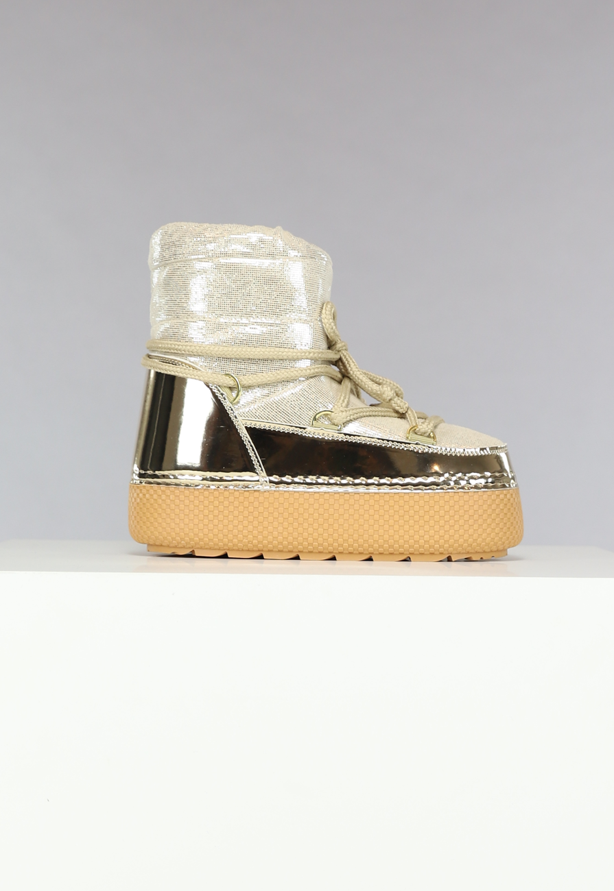 Sparkle Sneeuwlaarzen in Goud met Metallic Detail