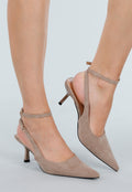 Beige Suède-Look Hakken met Enkelbandje