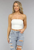 Witte Top met Strapless Model en Anti-Slip