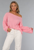 Roze Gebreide Oversized Trui
