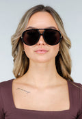 Zwarte Aviator Zonnebril met Gouden Pootjes
