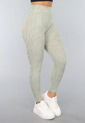 Khaki Sportlegging met Gestreepte Print