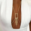 Gouden Strass Bodychain met Waterval Detail
