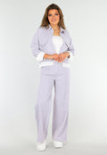 Tweedelige Paarse Set met Jasje en High Waist Broek