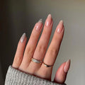 Ovaal Nude Nepnagels met Glitter