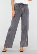 Redial Jeans Grijze Wide Leg Jeans met Hoge Taille en Striksluiting