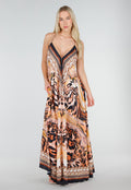 Maxi Jurk met Print, Strass Details en Verstelbare Bandjes