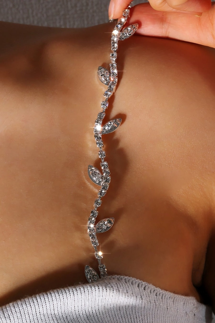 Zilveren Leaf BH Band met Strass