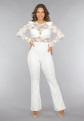 Stretch Jumpsuit met Kant en Ceintuur