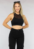 Zwarte Rave Top met Fishnet Detail